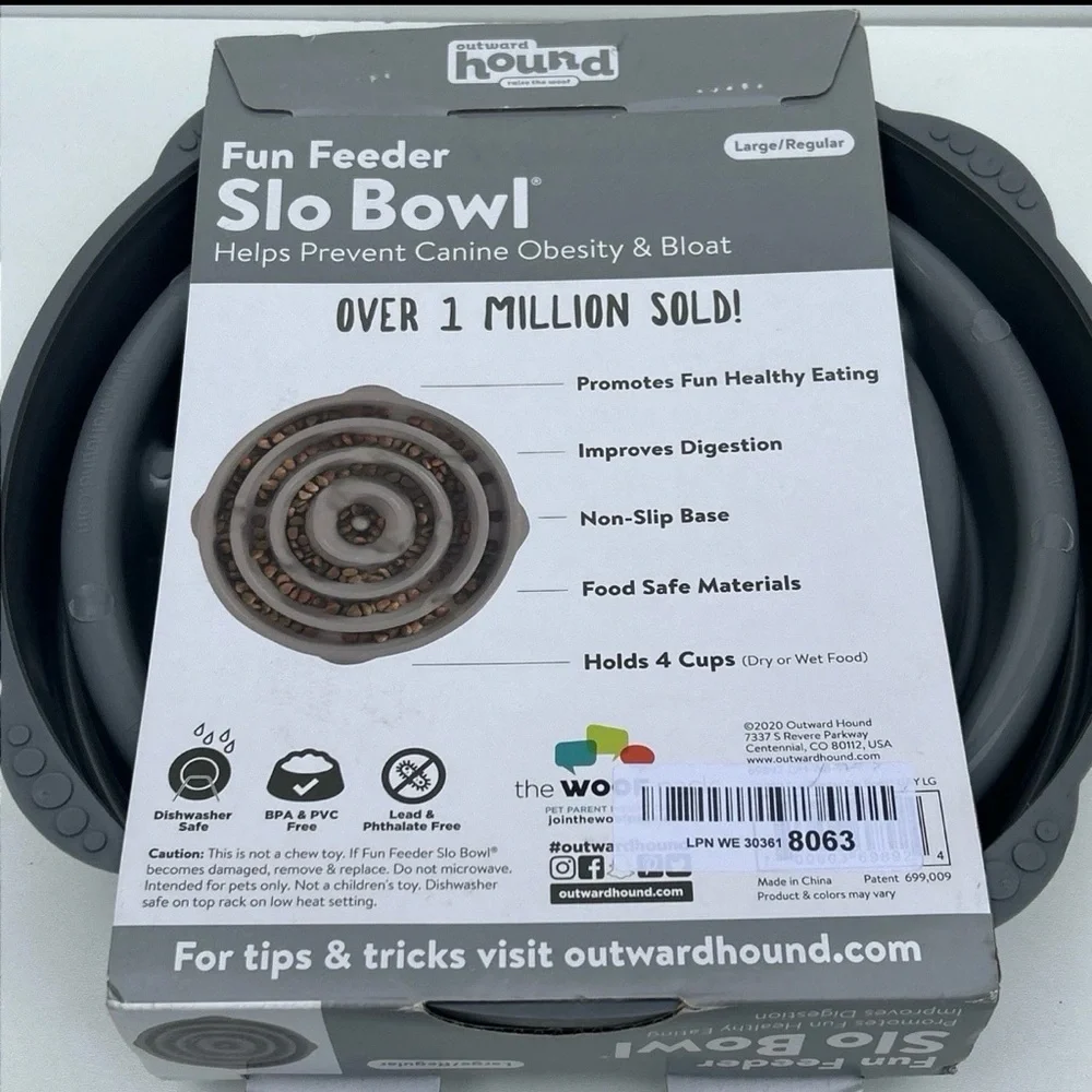 New Sz Large Outward Hound Fun Feeder Slo Slow Bowl Prevent Dog Obesity & Bloat